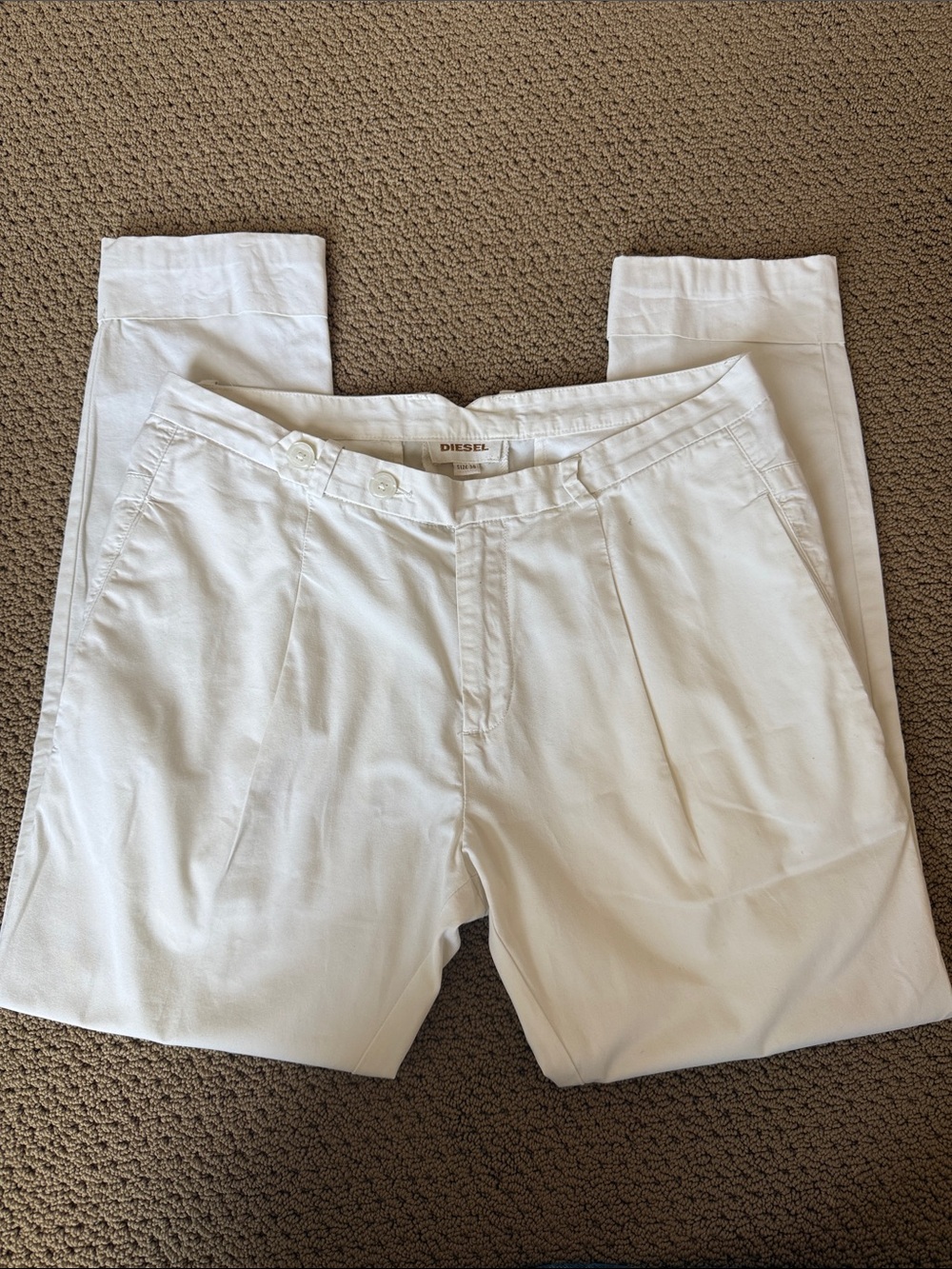Diesel Women's White Pleated Chinos